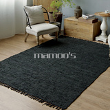 mamoo's 全手工牛皮地毯 客厅毯 气质床边毯 麻漠牛皮条系列包邮