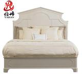 地中海简约实木双人床欧式实木床婚床白色欧式1.8米雕花床高背床