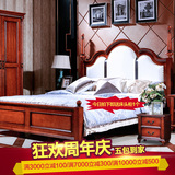 美式乡村实木床1.5米双人床1.8米床高箱储物欧式婚床婚床复古家具