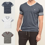 Abercrombie Fitch AF专柜代购 男 撞色短袖V领T恤 2016新款 现货