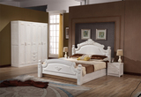 全实木床欧式白色开放漆1.8米双人床榆木水曲柳床美式高箱储物床