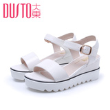DUSTO/大东2016夏季新款韩版高跟坡跟防水台女鞋凉鞋DW16X1433A