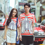 韩国情侣装夏装2016新款短袖T恤个性涂鸦男女学生短袖大码上衣潮