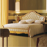 定制后现代欧式实木床双人床美式软包床描金布艺新古典拉扣婚床