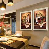高档欧式装饰画餐厅墙画水果厨房挂画沙发背景壁画简欧有框画酒杯