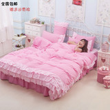 韩版四件套蕾丝花边床裙公主床上用品韩式床单被套双人1.5/1.8m米