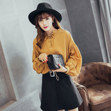 2016秋季新品韩版女装气质百搭小立领宽松灯笼袖打底衬长袖衬衣