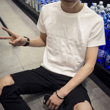 2016新款潮男夏季大码太空棉短袖T恤男 韩版修身青年短款上衣服