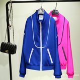 S家原创设计2016欧洲站春装 空气层立领纯色夹克棒球服短外套女潮