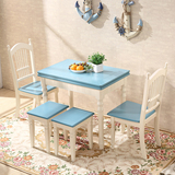 实木餐桌美式乡村地中海伸缩餐桌木质折叠桌小户型的餐桌椅组合