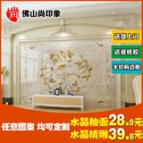 3D陶瓷砖背景墙现代简约大理石客厅电视沙发鸳鸯锦荷影视墙画