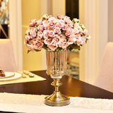 家居家装饰品茶色水晶玻璃花瓶花器摆件 欧式美式样板房间摆设