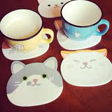 圆形卡通猫咪陶瓷杯子杯垫硅胶杯子垫创意防滑隔热垫茶杯垫碗垫