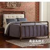 欧式铁艺床钢木床简约双人床铁床铁架床大床 软靠床1.5米1.8米