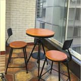 实木铁艺桌椅套件阳台休闲桌椅组合户外洽谈小圆桌咖啡桌椅特价