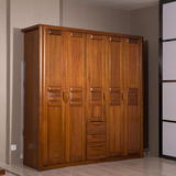 全实木衣柜胡桃木五门大衣橱对开门储物柜现代中式套房家具挂衣柜