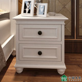 美式实木床头柜储物柜宜家简约现代收纳柜欧式白色床边柜定制整装