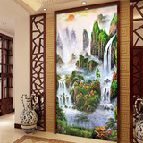 中式风水玄关壁纸走廊过道背景墙墙纸无纺布玄关装饰定制大型壁画