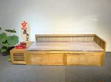 中式老榆木箱式罗汉床单人床实木飘窗床多功能储物木沙发简易床榻