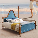 地中海实木床白色橡木双人床婚床1.5米1.8米成人高箱储物现代家具