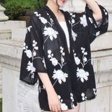 2016夏韩版学院风小清新花朵刺绣雪纺宽松和服防晒衫薄外套女潮