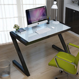 简约现代 钢化玻璃电脑桌 台式家用简易办公桌钢木学习书桌写字台