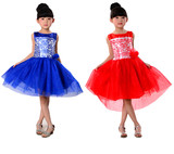儿童公主纱裙舞台演出服装女童蓬蓬裙舞蹈服少儿表演服装主持人