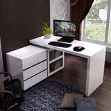 台式电脑 现代简约家用卧室时尚白色烤漆书桌书架书柜组合学习桌