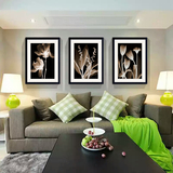 简约沙发背景墙装饰画 客厅现代挂画简约黑白壁画有框抽象三联画