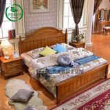 美式床全实木双人床1.5/1.8米橡木韩式儿童床高箱储物床 特价床