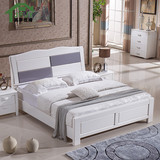 简约现代全实木床白色橡木中式床高箱储物单人1.5双人床1.8米婚床