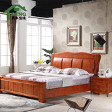 全实木橡木床气压高箱储物床1.5/1.8米单双人床简约现代中式床