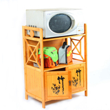 楠竹厨房落地置物架子多功能微波炉烤箱架三层四层木质收纳整理架