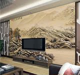 高清瓷砖背景墙3D中式浮雕客厅电视背景墙大型壁画国画 溪亭晓景
