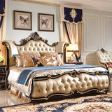 欧式床实木床1.8米双人床新古典真皮橡木床奢华婚床住宅成套家具
