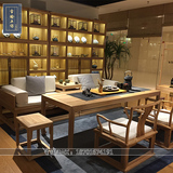 免漆老榆木罗汉床茶桌椅组合实木家具 新中式茶室会客厅成套家具