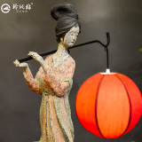新中式工艺台灯装饰台灯树脂雕刻艺术台灯仕女摆件 床头灯书桌灯