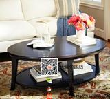 美式实木家具 欧式小茶几 沙发边桌咖啡桌 椭圆形现代小户型茶几
