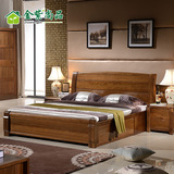 全实木床1.8米 胡桃木床 双人床1.5米 气压储物高箱床 实木家具
