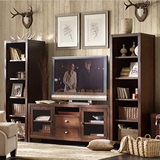 美式乡村实木电视柜组合 欧式客厅电视机柜 橡木酒柜墙柜家具定制
