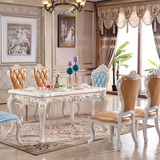 欧式餐桌全实木方桌大理石面深色长桌餐桌椅组合餐厅家具方形饭桌