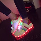 夏季七彩灯发光鞋女USB充电LED灯亮灯鞋夜光鞋韩版女学生休闲板鞋