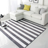 现代简约灰色条纹夏季地毯客厅沙发茶几卧室床边短绒防滑水洗地垫
