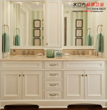 新款欧美式橡木大理石浴室柜组合落地实木洗脸盆柜洗漱台卫浴柜