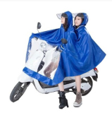 包邮摩托车男女电动车雨衣单双人透明大帽檐加大加厚成人雨披