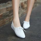 春季韩版小白鞋平底鞋低跟休闲时尚女鞋英伦风白色系带单鞋女皮鞋