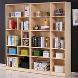 简易书架 实木柜松木书柜储物收纳柜置物架组合柜 格子书柜定做