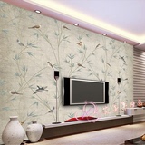 客厅沙发卧室电视背景墙壁纸大型壁画美容养生馆新古典手绘花鸟