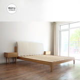 日式纯实木床1.8米白橡木床北欧宜家黑胡桃木床简约现代定做家具