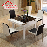 正方形方桌实木可折叠钢化玻璃餐桌椅组合现代简约小户型伸缩餐桌